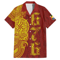 Tonga 676 Ngatu Tribal Tattoo Family Matching Off The Shoulder Long Sleeve Dress and Hawaiian Shirt LT03 Dad's Shirt - Short Sleeve Red - Polynesian Pride