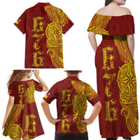 Tonga 676 Ngatu Tribal Tattoo Family Matching Off Shoulder Maxi Dress and Hawaiian Shirt LT03 - Polynesian Pride