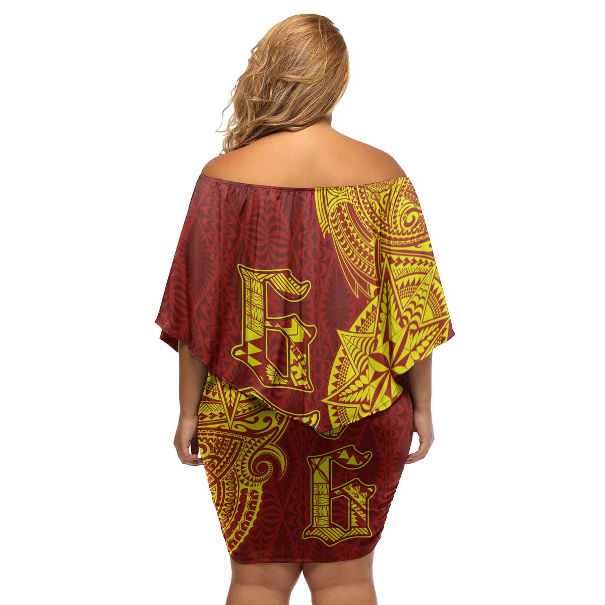 Tonga 676 Ngatu Tribal Tattoo Family Matching Off Shoulder Short Dress and Hawaiian Shirt LT03 - Polynesian Pride