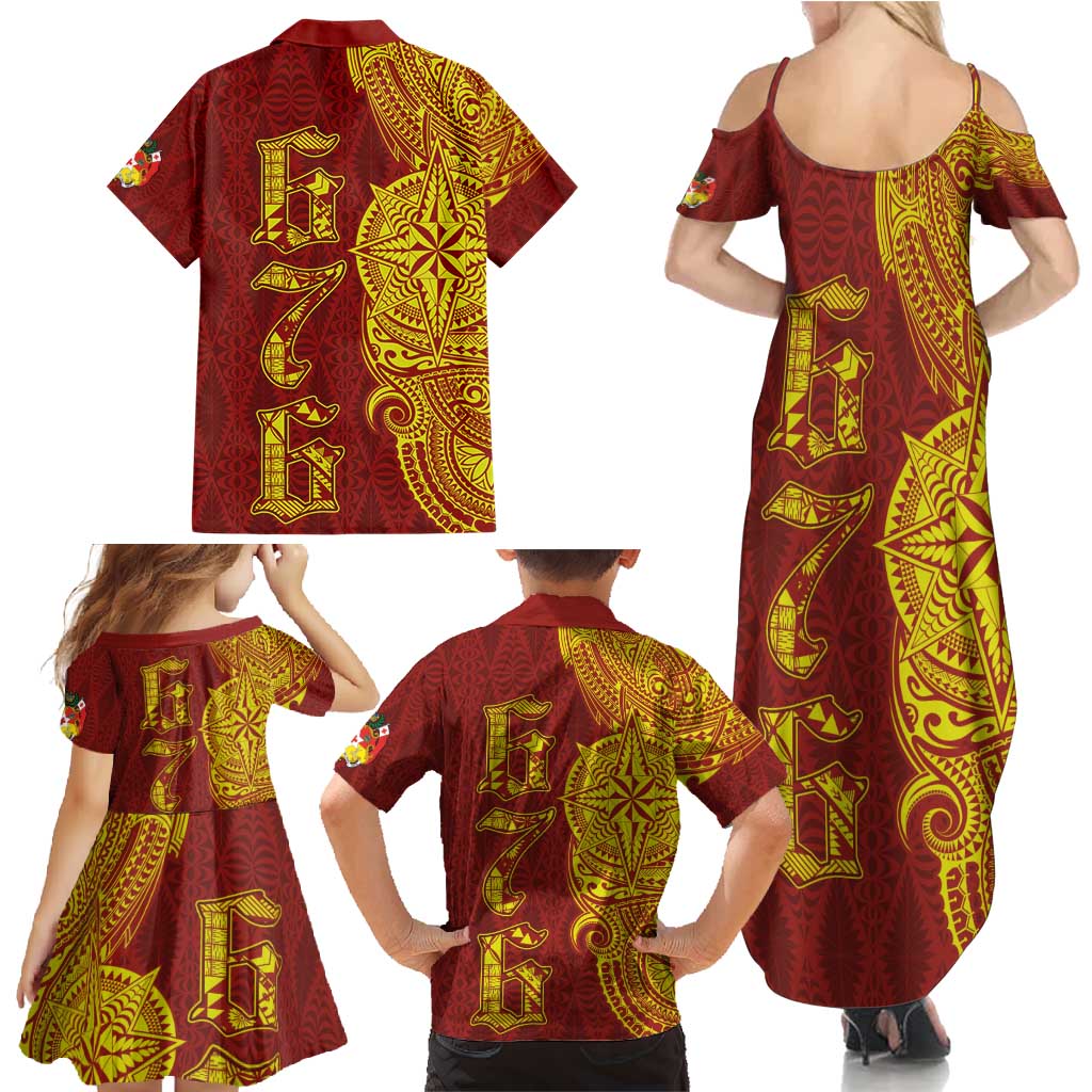 Tonga 676 Ngatu Tribal Tattoo Family Matching Summer Maxi Dress and Hawaiian Shirt LT03 - Polynesian Pride