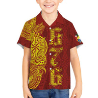 Tonga 676 Ngatu Tribal Tattoo Family Matching Summer Maxi Dress and Hawaiian Shirt LT03 Son's Shirt Red - Polynesian Pride