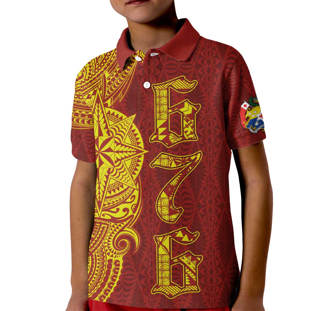 Tonga 676 Ngatu Tribal Tattoo Kid Polo Shirt LT03 Kid Red - Polynesian Pride