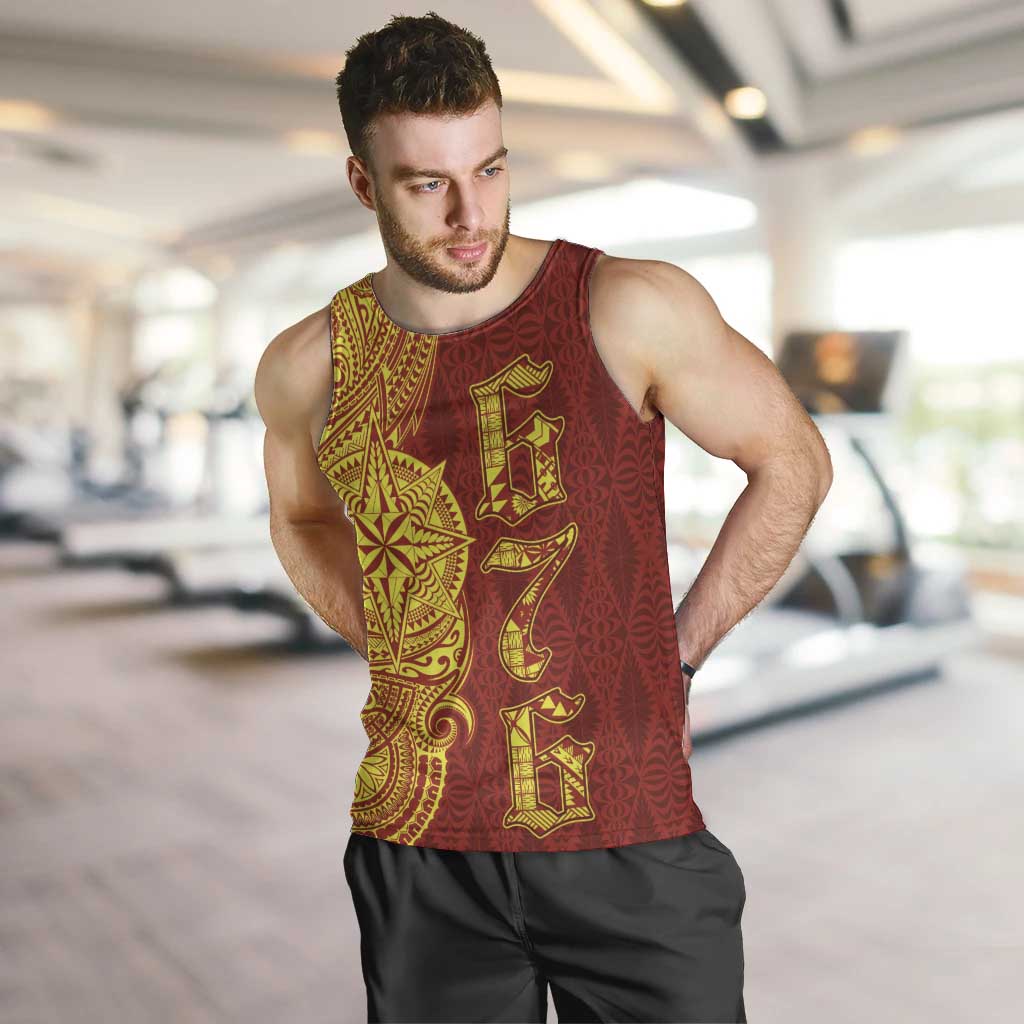 Tonga 676 Ngatu Tribal Tattoo Men Tank Top LT03 Red - Polynesian Pride