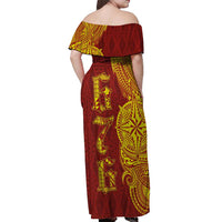 Tonga 676 Ngatu Tribal Tattoo Off Shoulder Maxi Dress LT03 - Polynesian Pride