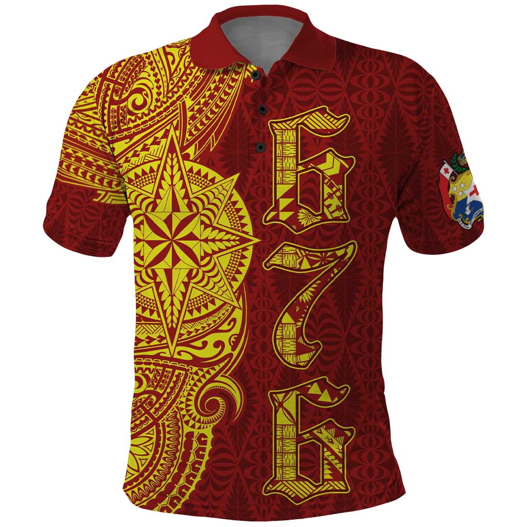 Tonga 676 Ngatu Tribal Tattoo Polo Shirt LT03 Red - Polynesian Pride