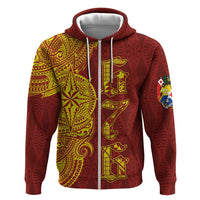 Tonga 676 Ngatu Tribal Tattoo Zip Hoodie LT03 Zip Hoodie Red - Polynesian Pride