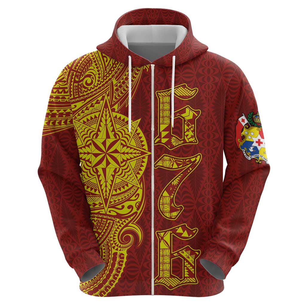 Tonga 676 Ngatu Tribal Tattoo Zip Hoodie LT03 - Polynesian Pride