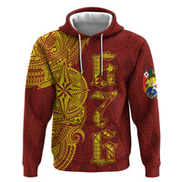 Tonga 676 Ngatu Tribal Tattoo Zip Hoodie LT03 Pullover Hoodie Red - Polynesian Pride
