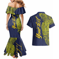Personalised Tokelau Classic Ngatu Motifs Couples Matching Mermaid Dress and Hawaiian Shirt LT03 - Polynesian Pride