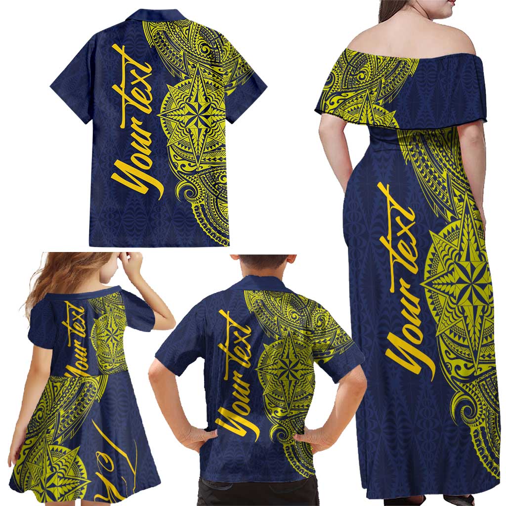 Personalised Tokelau Classic Ngatu Motifs Family Matching Off Shoulder Maxi Dress and Hawaiian Shirt LT03 - Polynesian Pride