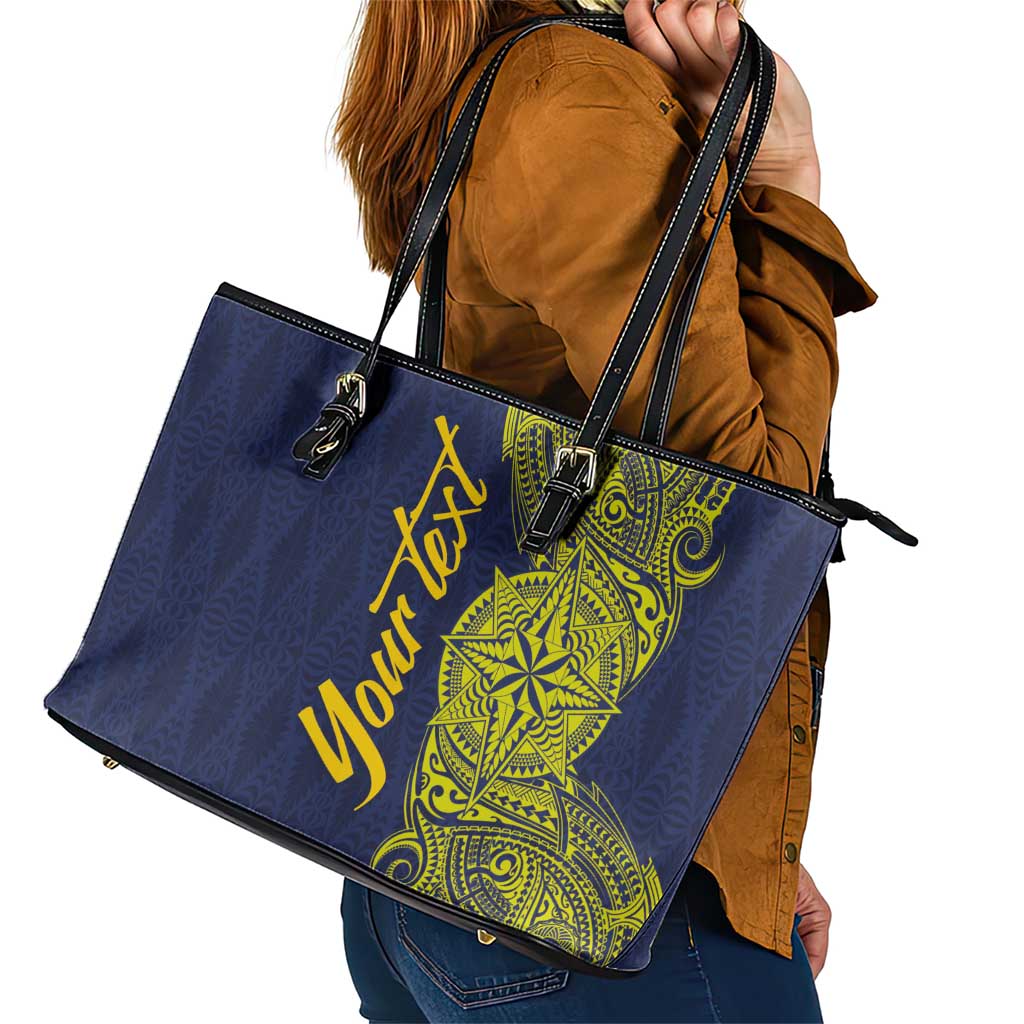 Personalised Tokelau Classic Ngatu Motifs Leather Tote Bag