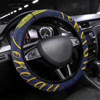 Tokelau Classic Ngatu Motifs Steering Wheel Cover LT03 Universal Fit Blue - Polynesian Pride