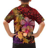 Hawaiian Hibiscus Turtle Tribal Polynesian Pattern Family Matching Summer Maxi Dress and Hawaiian Shirt Colorful Color LT03 - Polynesian Pride