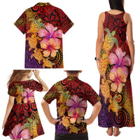 Hawaiian Hibiscus Turtle Tribal Polynesian Pattern Family Matching Tank Maxi Dress and Hawaiian Shirt Colorful Color LT03 - Polynesian Pride