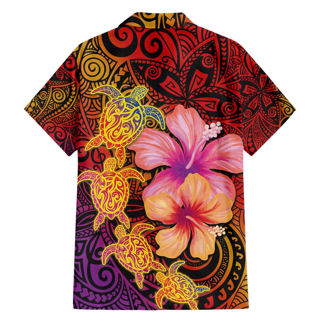 Hawaiian Hibiscus Turtle Tribal Polynesian Pattern Family Matching Tank Maxi Dress and Hawaiian Shirt Colorful Color LT03 - Polynesian Pride