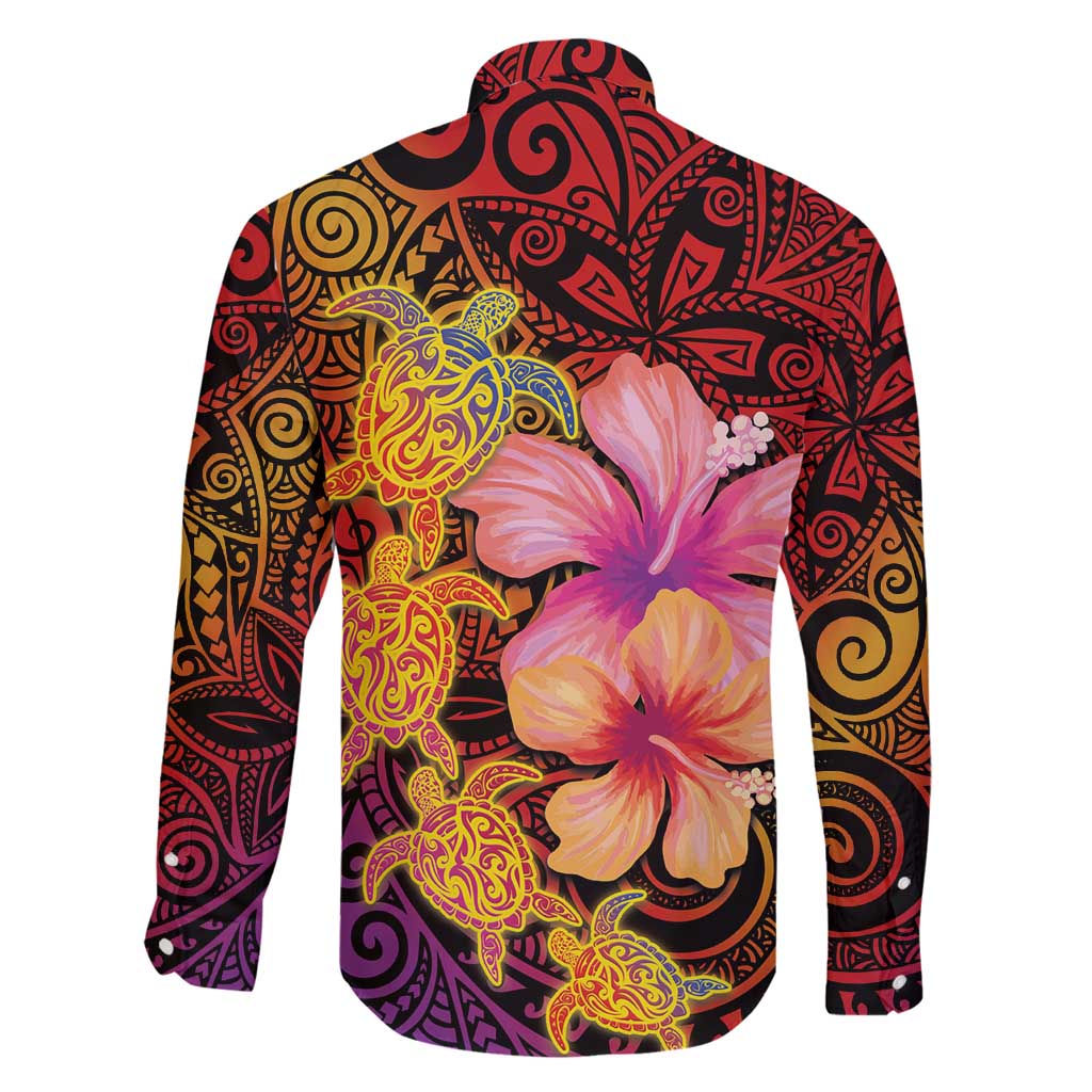 Hawaiian Hibiscus Turtle Tribal Polynesian Pattern Family Matching Tank Maxi Dress and Hawaiian Shirt Colorful Color LT03 - Polynesian Pride