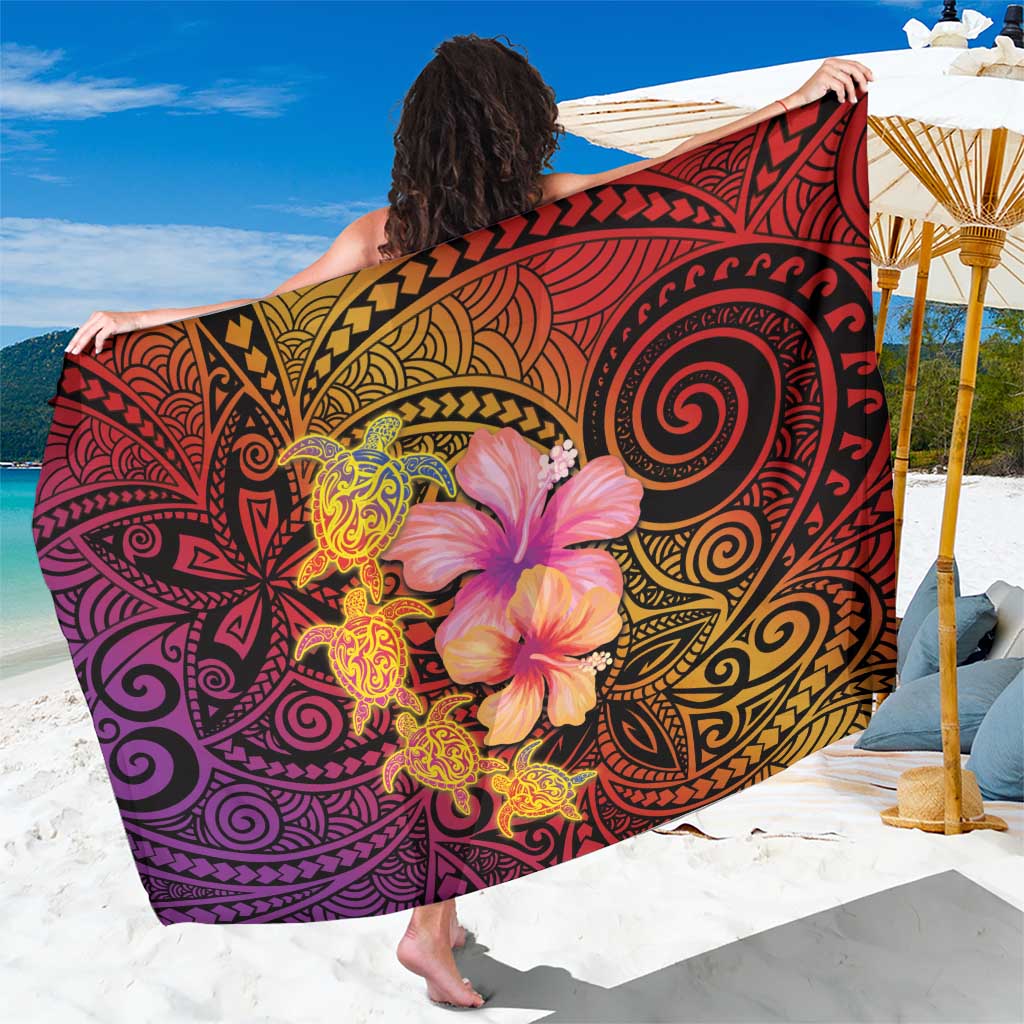 Hawaiian Hibiscus Turtle Tribal Polynesian Pattern Sarong Colorful Color LT03 One Size 44 x 66 inches Red - Polynesian Pride