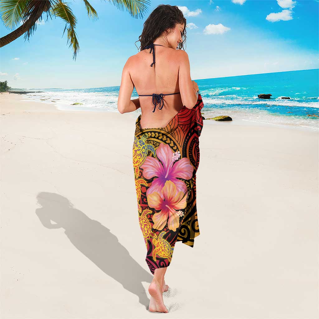 Hawaiian Hibiscus Turtle Tribal Polynesian Pattern Sarong Colorful Color LT03 - Polynesian Pride