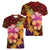 Hawaiian Hibiscus Turtle Tribal Polynesian Pattern Women V-Neck T-Shirt Colorful Color