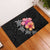 Hawaiian Hibiscus Turtle Tribal Polynesian Pattern Rubber Doormat Black Color