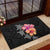Hawaiian Hibiscus Turtle Tribal Polynesian Pattern Rubber Doormat Black Color