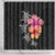 Hawaiian Hibiscus Turtle Tribal Polynesian Pattern Shower Curtain Black Color