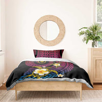 Hawaiian Plumeria Turtle Tribal Spiral Polynesian Tattoo Bedding Set Fanciful Color