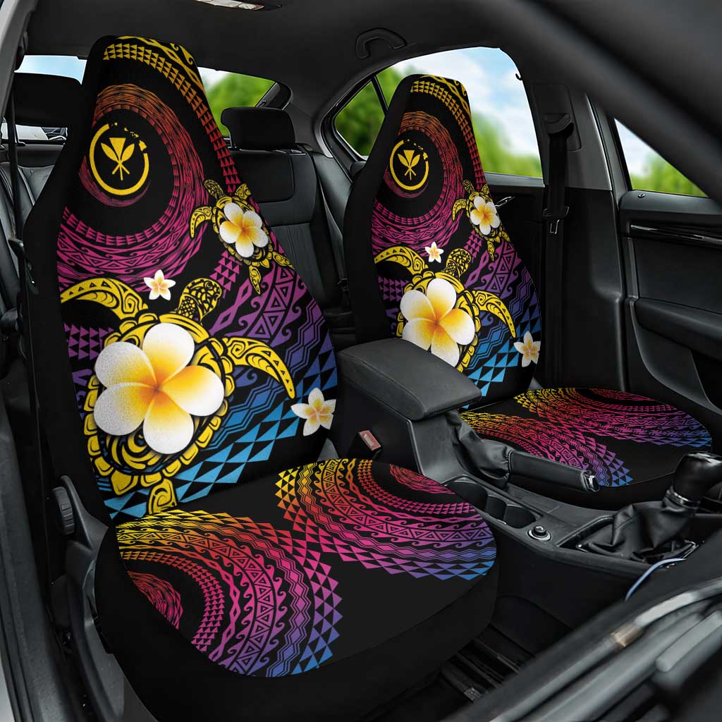 Hawaiian Plumeria Turtle Tribal Spiral Polynesian Tattoo Car Seat Cover Fanciful Color LT03 One Size Gradient - Polynesian Pride