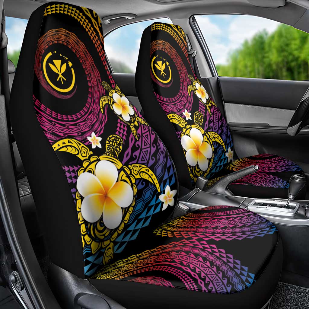 Hawaiian Plumeria Turtle Tribal Spiral Polynesian Tattoo Car Seat Cover Fanciful Color LT03 - Polynesian Pride