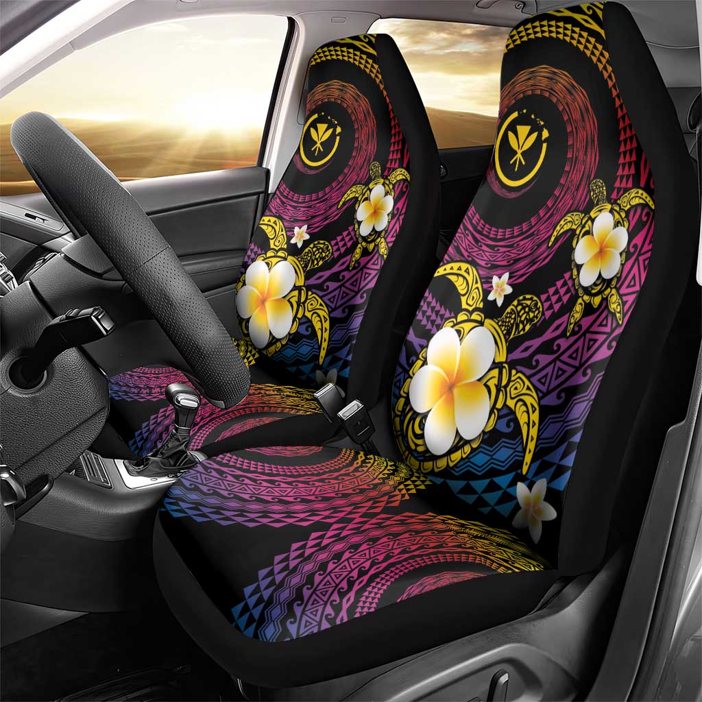 Hawaiian Plumeria Turtle Tribal Spiral Polynesian Tattoo Car Seat Cover Fanciful Color LT03 - Polynesian Pride