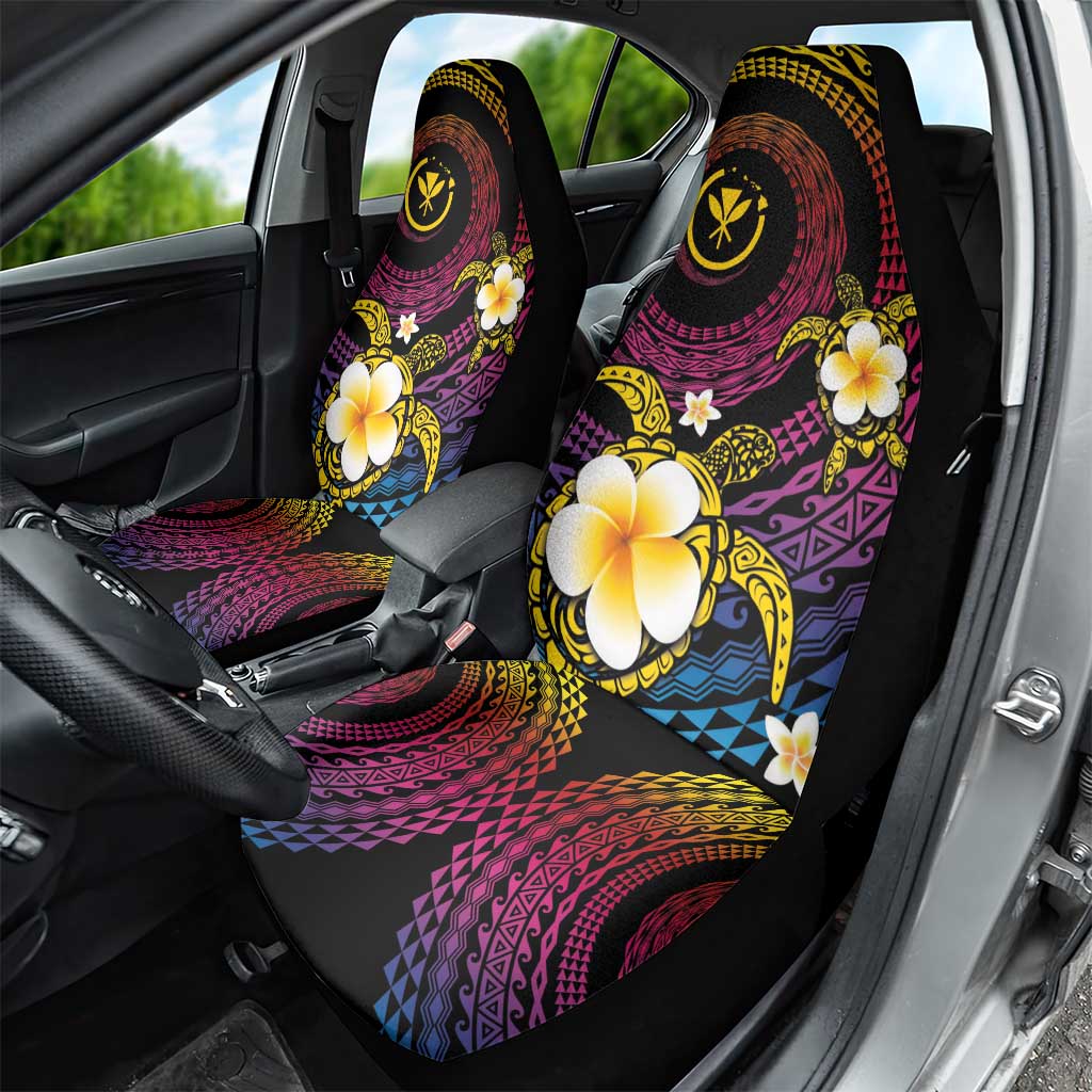 Hawaiian Plumeria Turtle Tribal Spiral Polynesian Tattoo Car Seat Cover Fanciful Color LT03 - Polynesian Pride