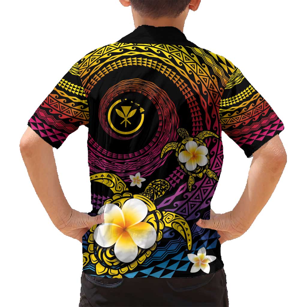 Hawaiian Plumeria Turtle Tribal Spiral Polynesian Tattoo Family Matching Long Sleeve Bodycon Dress and Hawaiian Shirt Fanciful Color LT03 - Polynesian Pride