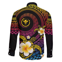 Hawaiian Plumeria Turtle Tribal Spiral Polynesian Tattoo Family Matching Off Shoulder Short Dress and Hawaiian Shirt Fanciful Color LT03 - Polynesian Pride