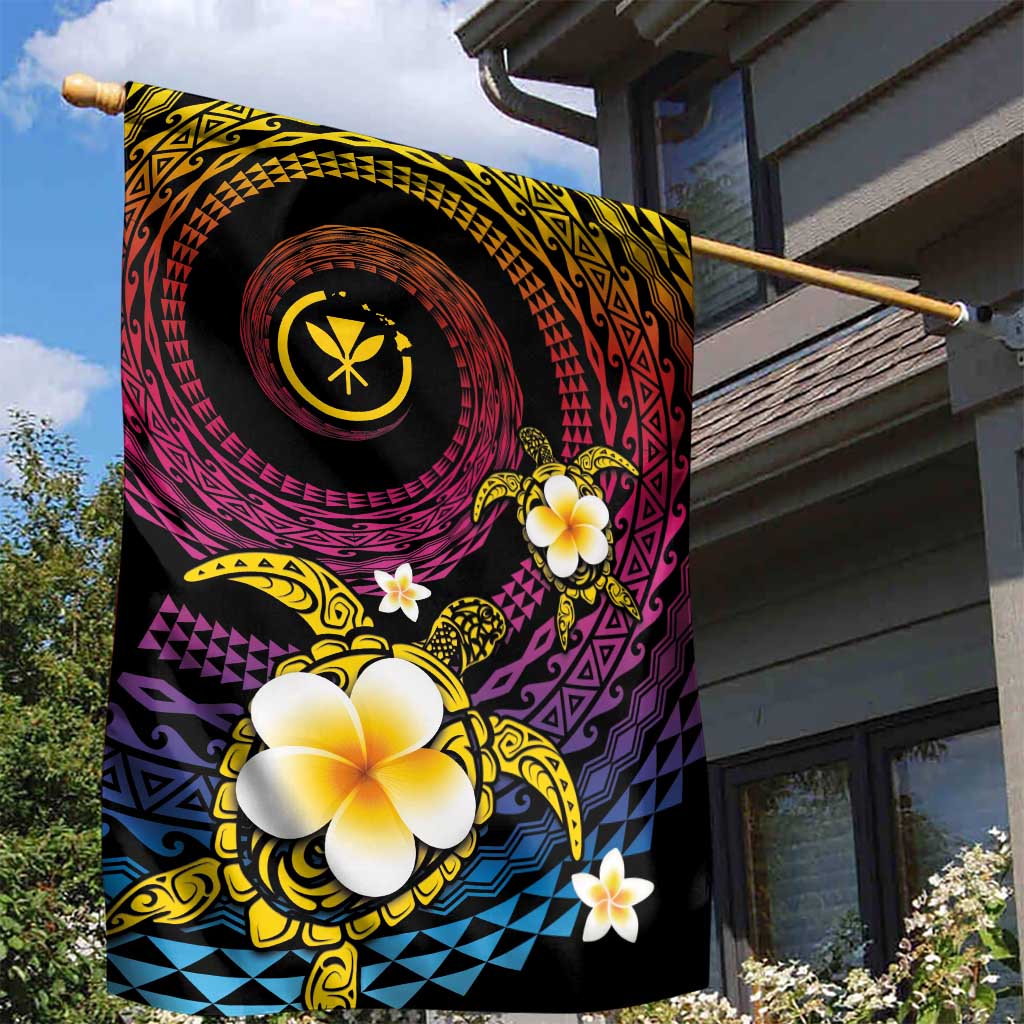 Hawaiian Plumeria Turtle Tribal Spiral Polynesian Tattoo Garden Flag Fanciful Color LT03 - Polynesian Pride