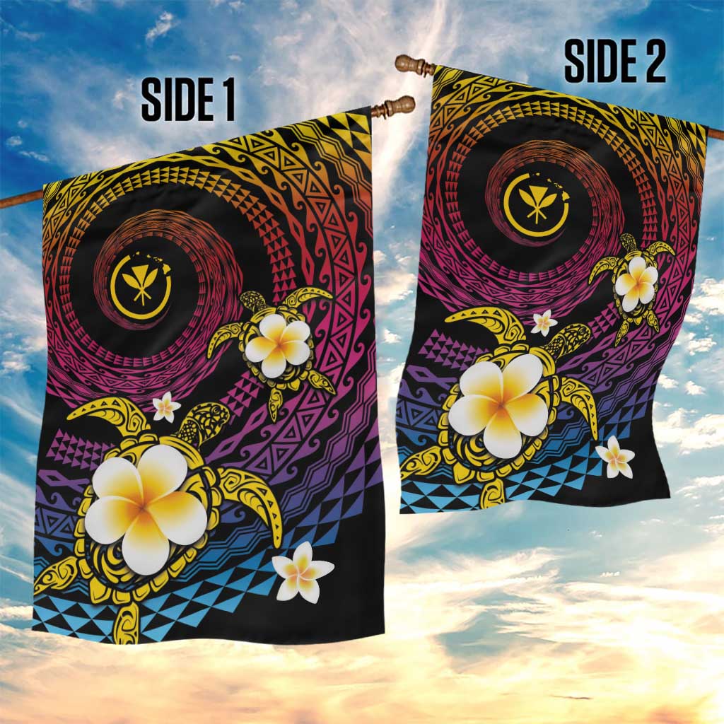 Hawaiian Plumeria Turtle Tribal Spiral Polynesian Tattoo Garden Flag Fanciful Color LT03 - Polynesian Pride