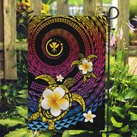 Hawaiian Plumeria Turtle Tribal Spiral Polynesian Tattoo Garden Flag Fanciful Color LT03 Garden Flag Gradient - Polynesian Pride