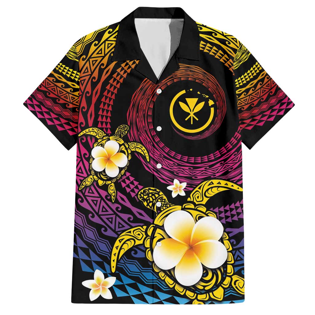 Hawaiian Plumeria Turtle Tribal Spiral Polynesian Tattoo Hawaiian Shirt Fanciful Color LT03 Gradient - Polynesian Pride