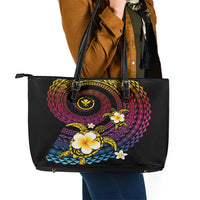 Hawaiian Plumeria Turtle Tribal Spiral Polynesian Tattoo Leather Tote Bag Fanciful Color LT03 - Polynesian Pride