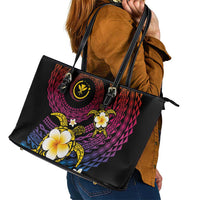Hawaiian Plumeria Turtle Tribal Spiral Polynesian Tattoo Leather Tote Bag Fanciful Color LT03 - Polynesian Pride