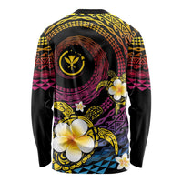 Hawaiian Plumeria Turtle Tribal Spiral Polynesian Tattoo Long Sleeve Shirt Fanciful Color LT03 - Polynesian Pride