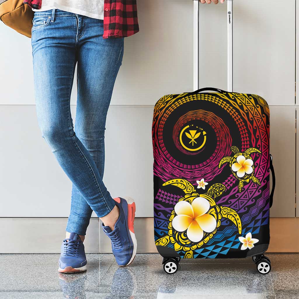 Hawaiian Plumeria Turtle Tribal Spiral Polynesian Tattoo Luggage Cover Fanciful Color LT03 - Polynesian Pride