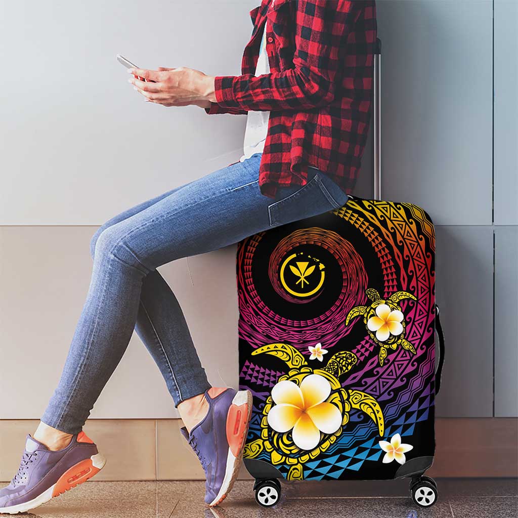 Hawaiian Plumeria Turtle Tribal Spiral Polynesian Tattoo Luggage Cover Fanciful Color LT03 - Polynesian Pride