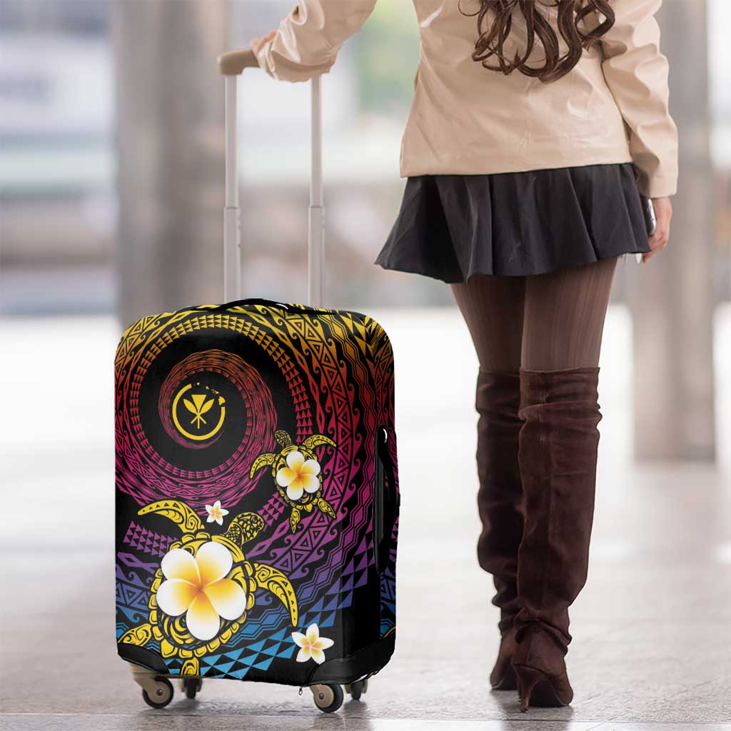Hawaiian Plumeria Turtle Tribal Spiral Polynesian Tattoo Luggage Cover Fanciful Color LT03 - Polynesian Pride