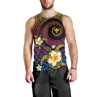 Hawaiian Plumeria Turtle Tribal Spiral Polynesian Tattoo Men Tank Top Fanciful Color LT03 - Polynesian Pride
