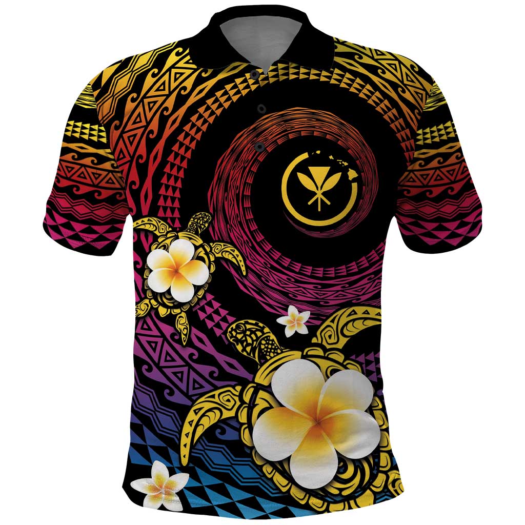Hawaiian Plumeria Turtle Tribal Spiral Polynesian Tattoo Polo Shirt Fanciful Color LT03 Gradient - Polynesian Pride