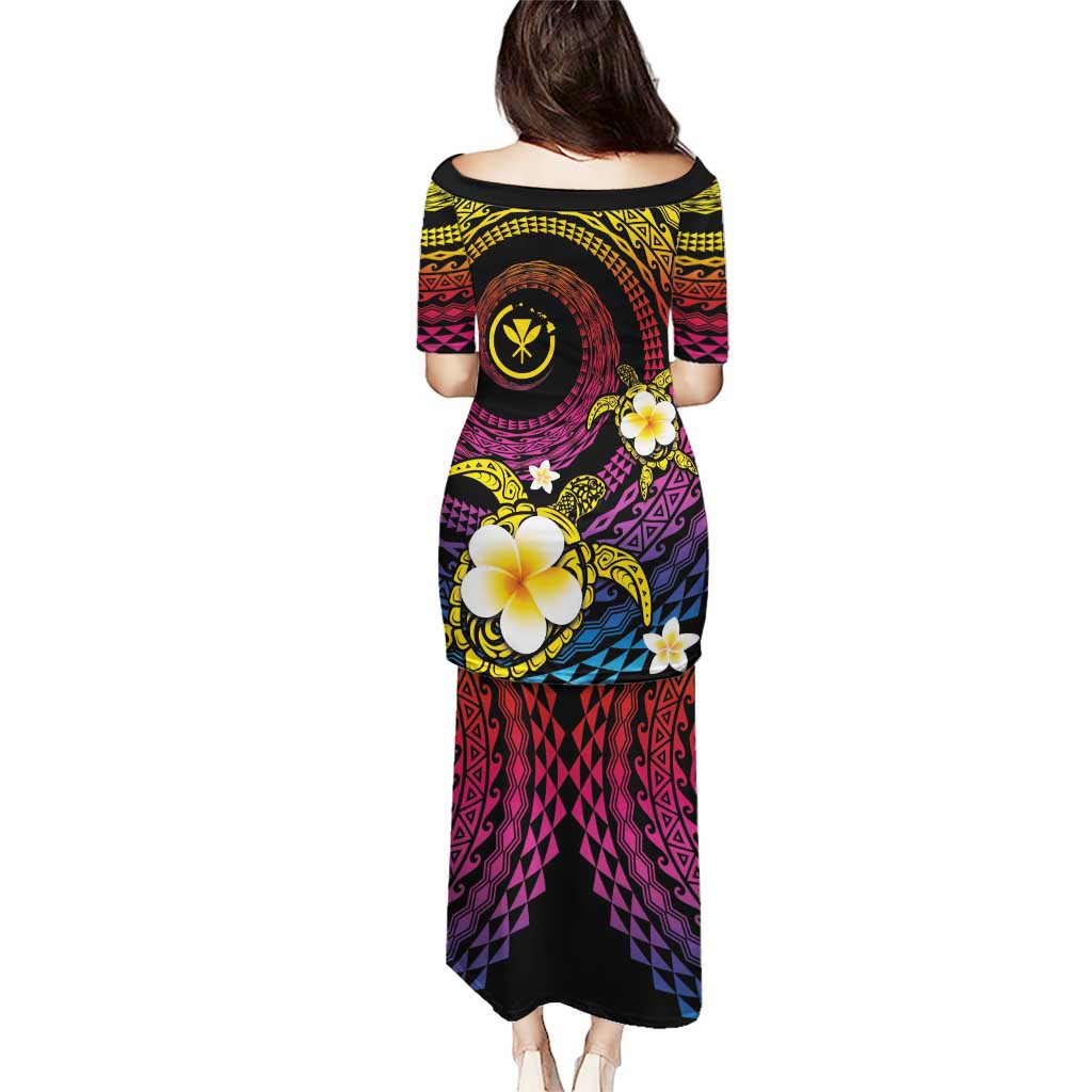 Hawaiian Plumeria Turtle Tribal Spiral Polynesian Tattoo Puletasi Fanciful Color LT03 - Polynesian Pride