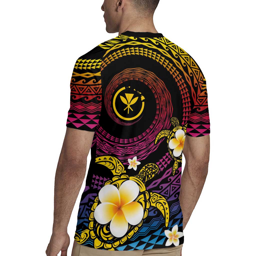 Hawaiian Plumeria Turtle Tribal Spiral Polynesian Tattoo Rugby Jersey Fanciful Color LT03 - Polynesian Pride