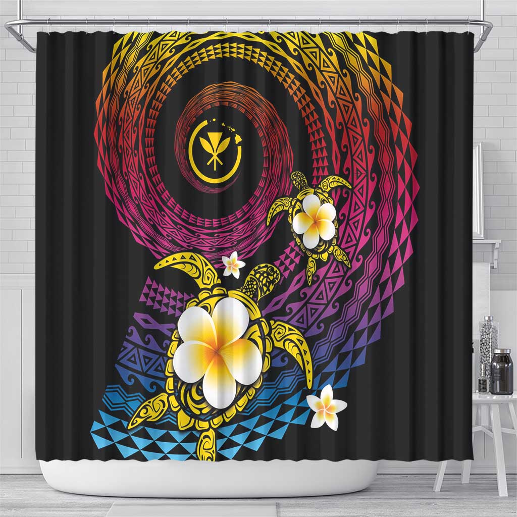 Hawaiian Plumeria Turtle Tribal Spiral Polynesian Tattoo Shower Curtain Fanciful Color LT03 - Polynesian Pride