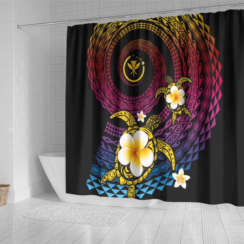 Hawaiian Plumeria Turtle Tribal Spiral Polynesian Tattoo Shower Curtain Fanciful Color LT03 - Polynesian Pride