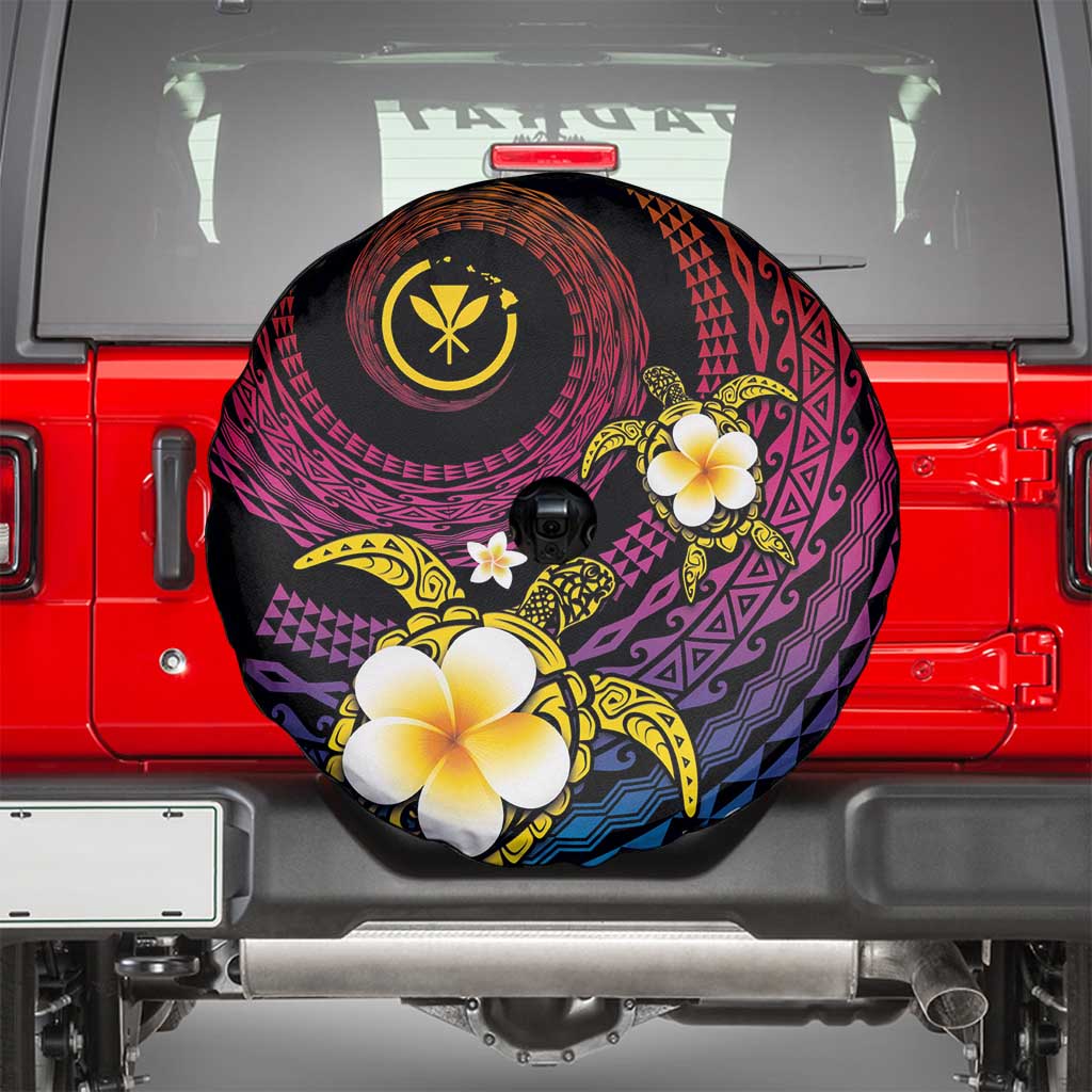 Hawaiian Plumeria Turtle Tribal Spiral Polynesian Tattoo Spare Tire Cover Fanciful Color LT03 - Polynesian Pride